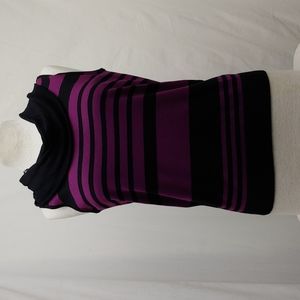 Joseph A black/ Dark Purple Sleeveless Knit Top M NWT